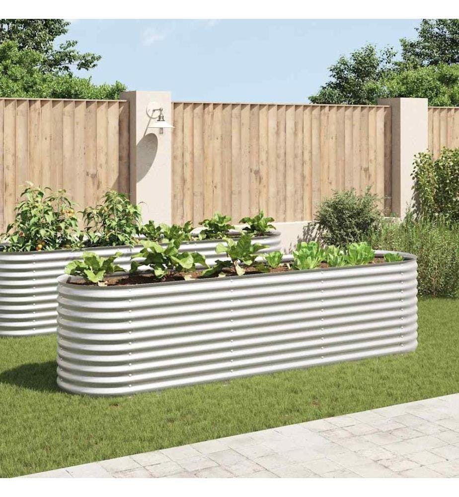 Garten-Hochbeet 320x80x81 cm Verzinkter Stahl Silbern
