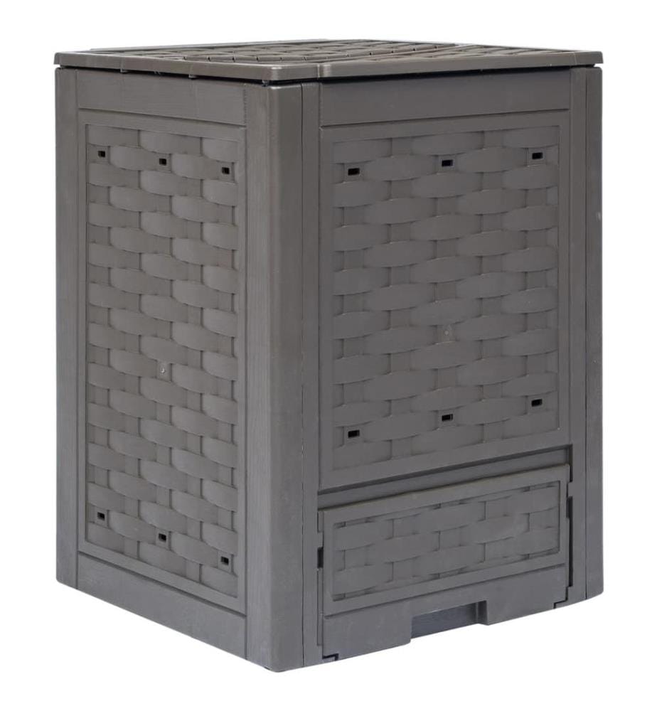 Gartenkomposter Braun 60x60x83 cm 300 L Kunststoff Rattan