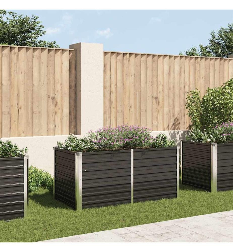 Jardinière surélevée Anthracite 160x80x77 cm Acier galvanisé