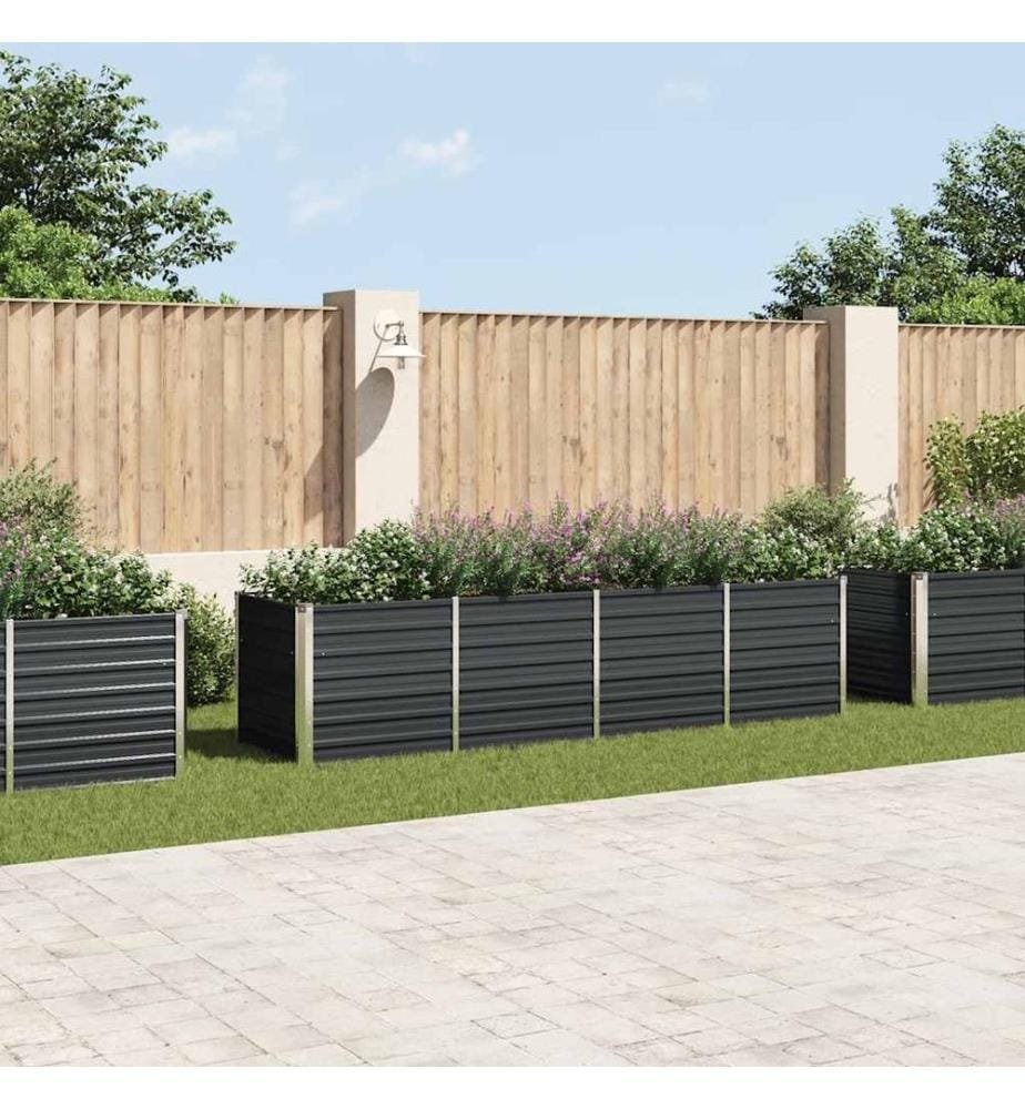 Garten-Hochbeet Anthrazit 320 x 80 x 77 cm Verzinkter Stahl