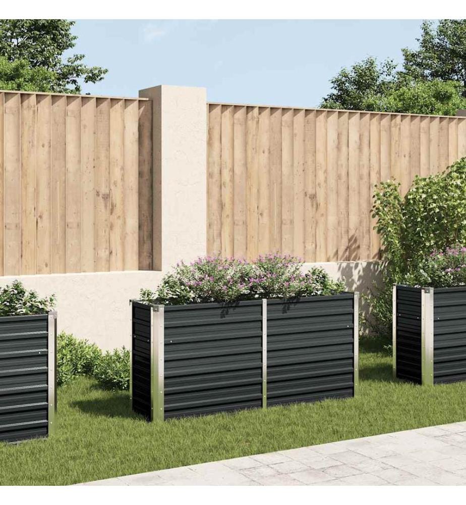 Garten-Hochbeet Anthrazit 160 x 40 x 77 cm Verzinkter Stahl