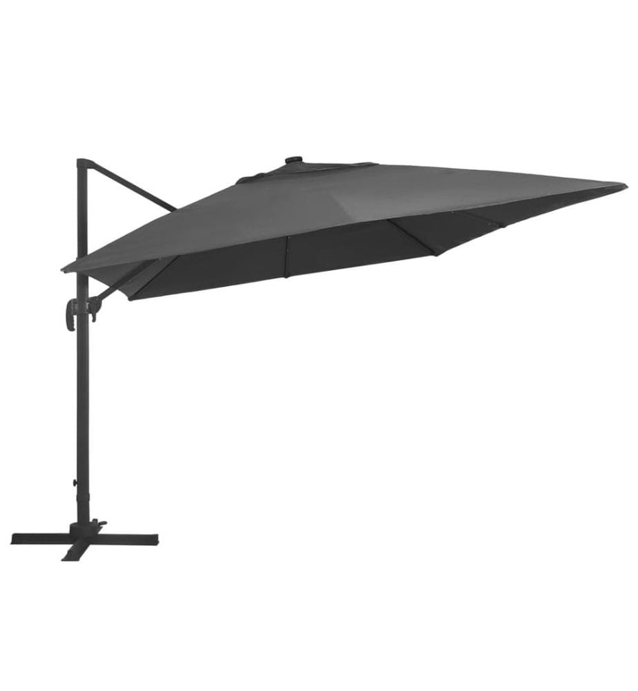 Ampelschirm mit LED-Beleuchtung Alu-Mast 400x300 cm Anthrazit