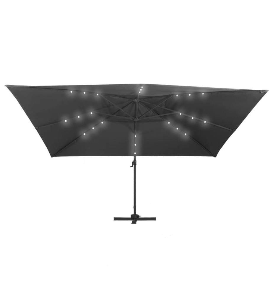 Ampelschirm mit LED-Beleuchtung Alu-Mast 400x300 cm Anthrazit