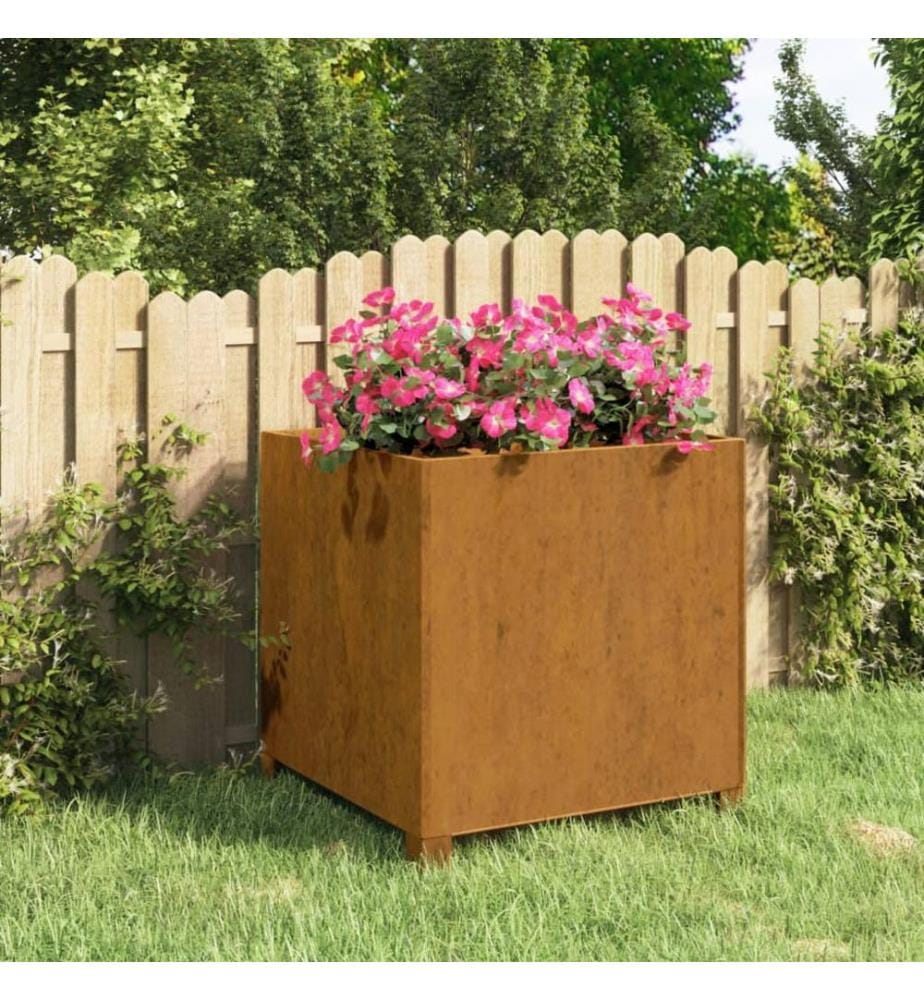 Jardinière avec pieds Rouillé 49x47x50 cm Acier corten