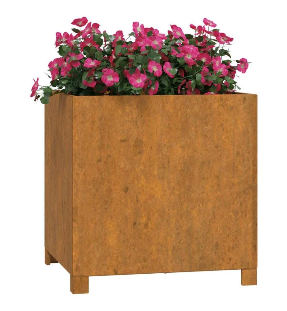 Jardinière avec pieds Rouillé 49x47x50 cm Acier corten