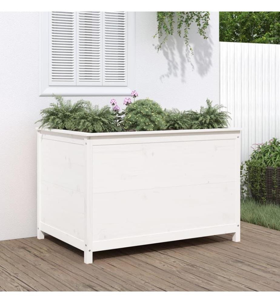 Hochbeet Weiss 119,5x82,5x78 cm Massivholz Kiefer