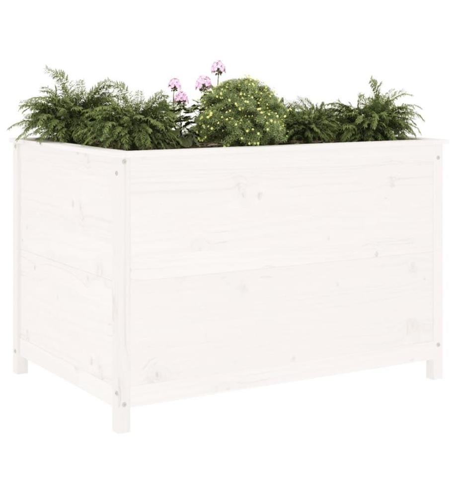 Hochbeet Weiss 119,5x82,5x78 cm Massivholz Kiefer