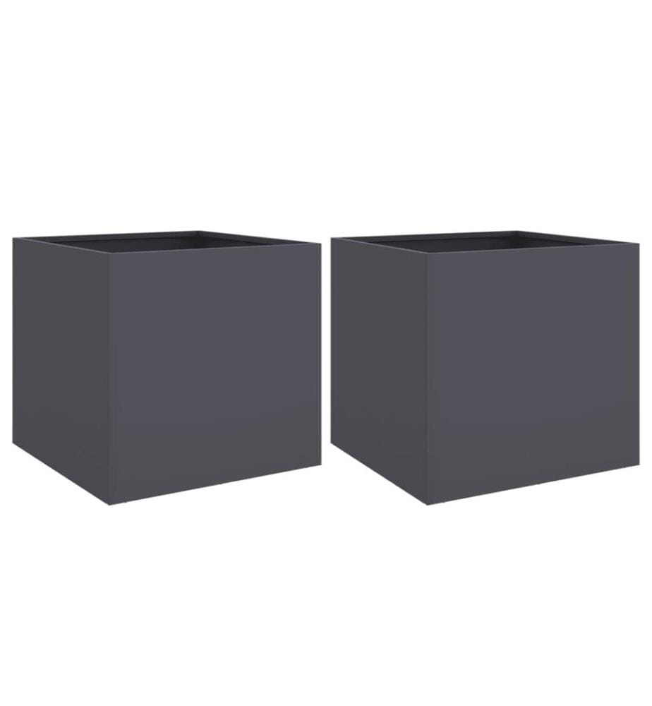 Jardinières 2 pcs anthracite 49x47x46 cm acier