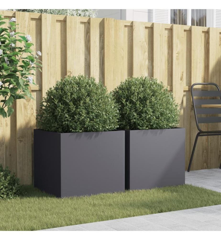 Jardinières 2 pcs anthracite 49x47x46 cm acier