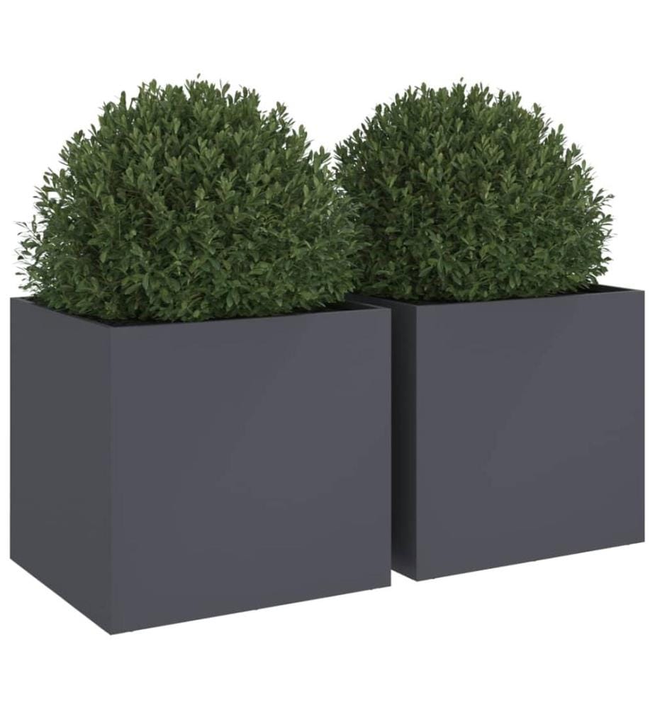 Jardinières 2 pcs anthracite 49x47x46 cm acier