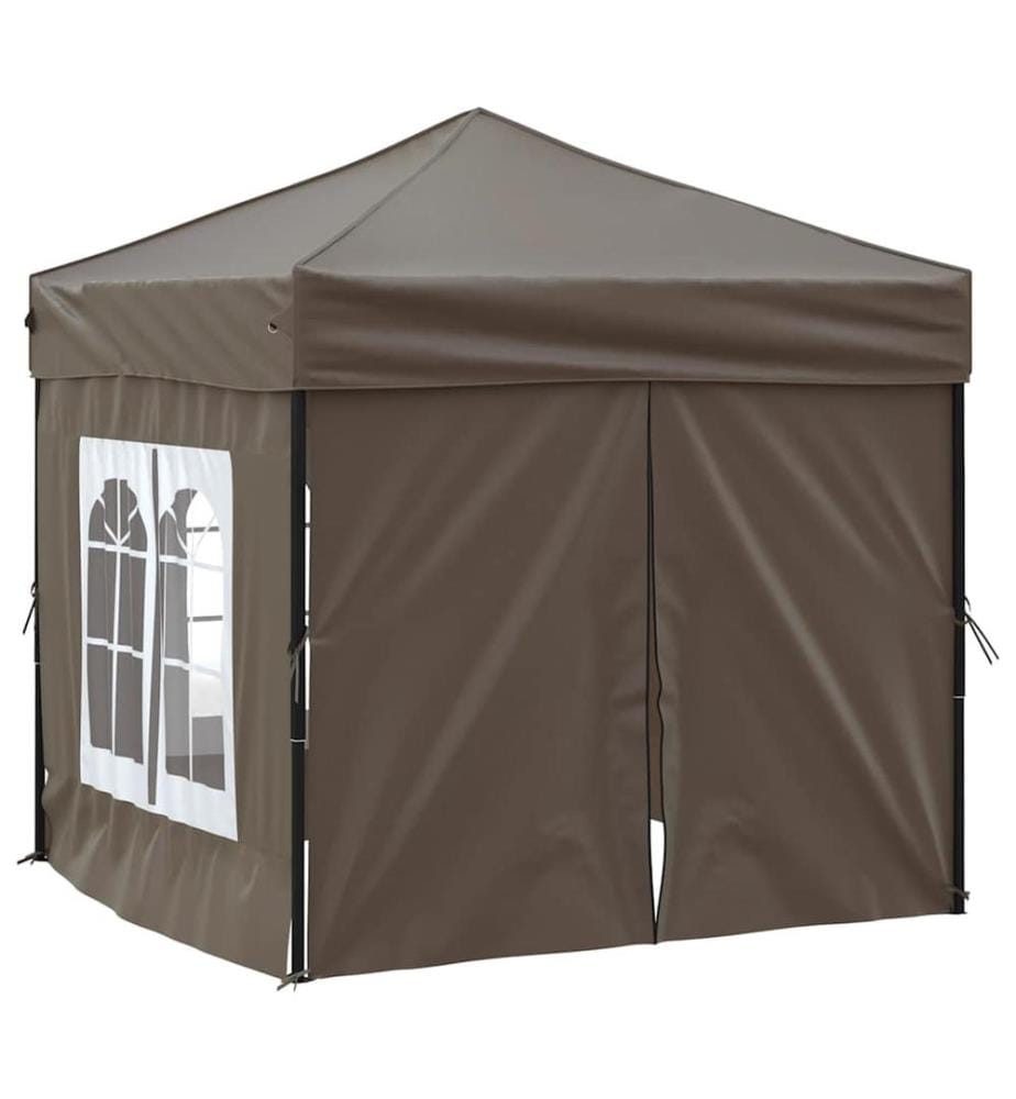 Tente de réception pliable avec parois Taupe 2x2 m