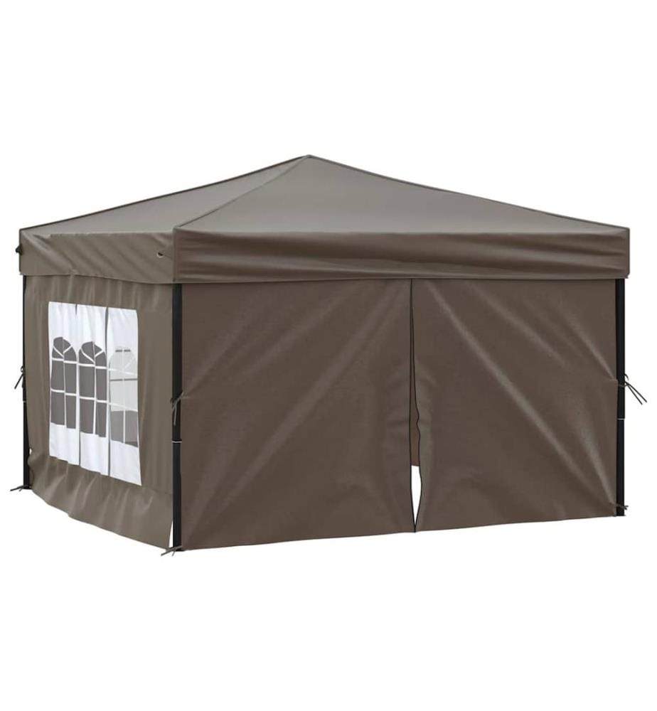 Partyzelt Faltbar mit Seitenwänden Taupe 3x3 m