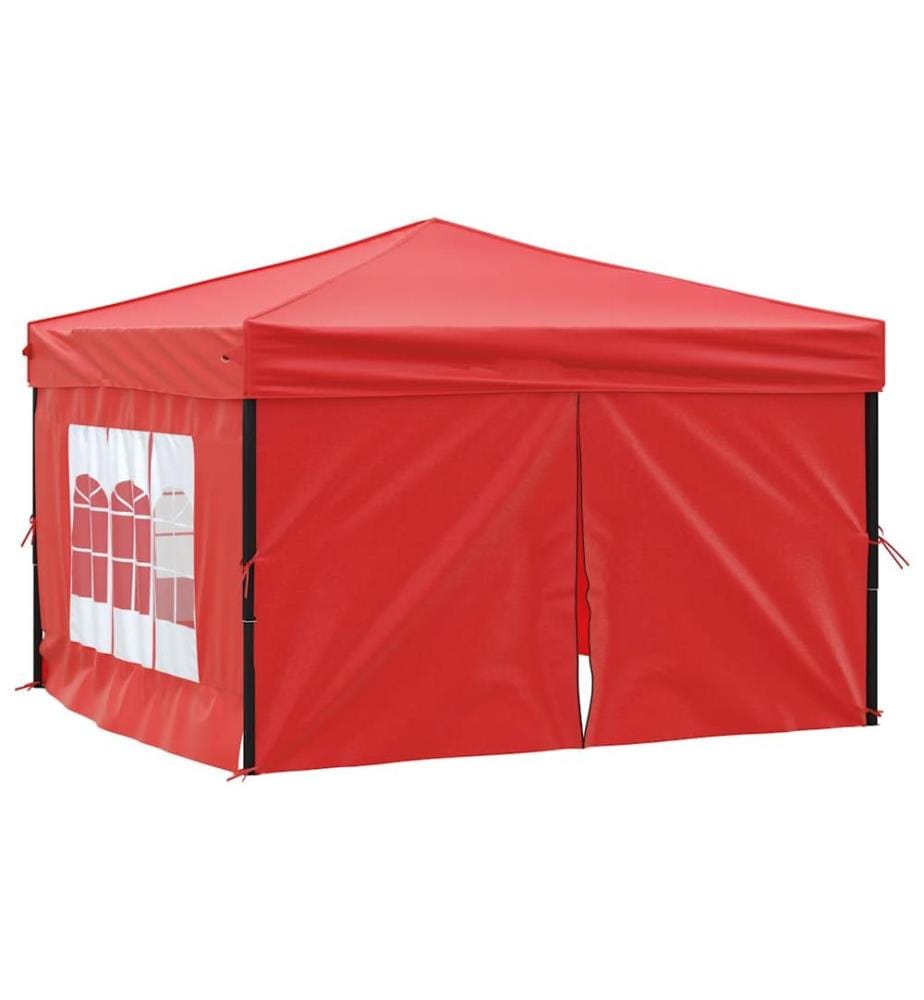 Tente de réception pliable avec parois Rouge 3x3 m