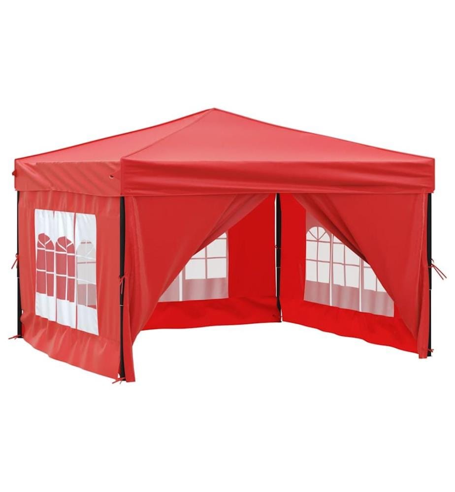 Tente de réception pliable avec parois Rouge 3x3 m