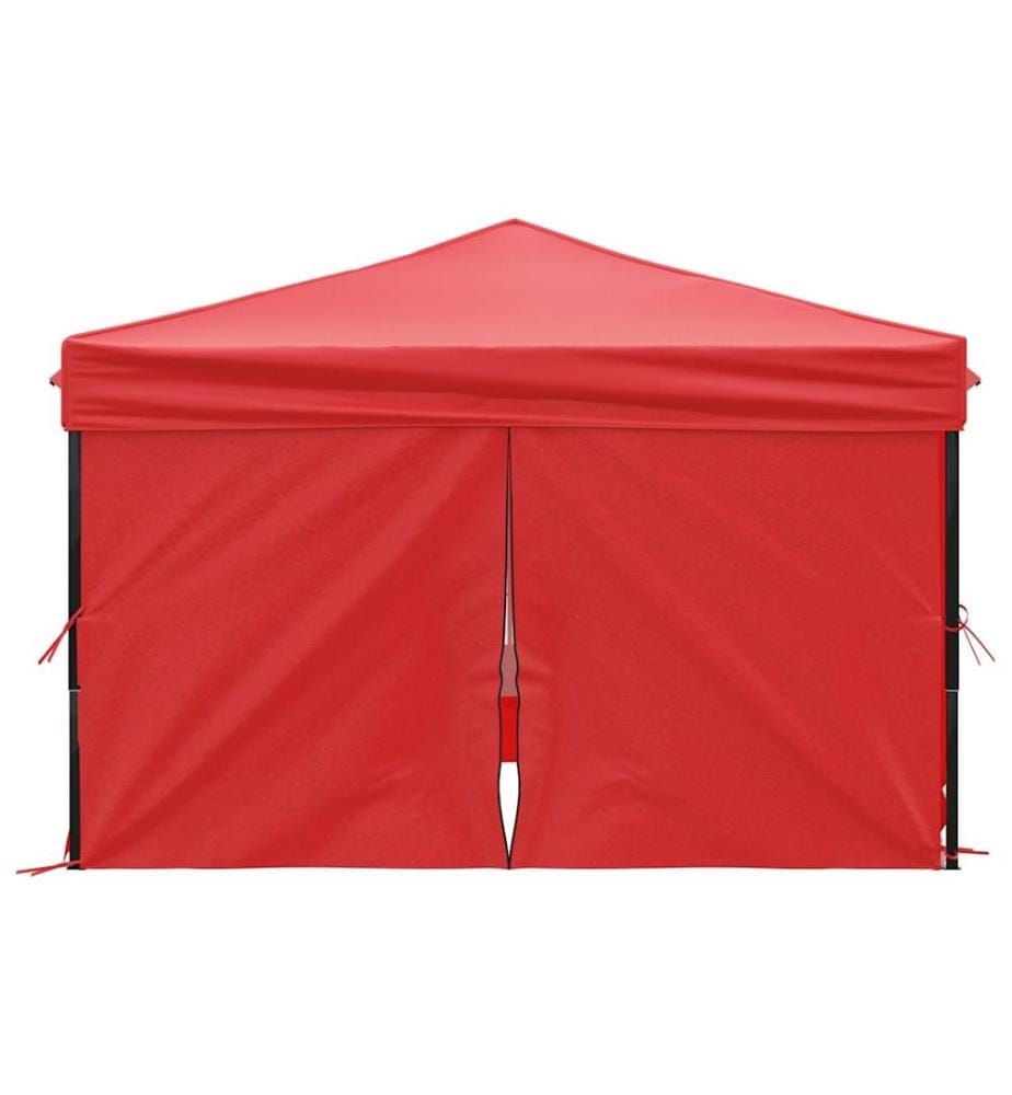 Tente de réception pliable avec parois Rouge 3x3 m