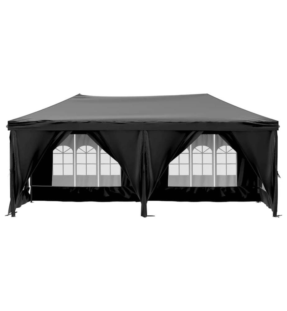 Tente de réception pliable avec parois Noir 3x6 m