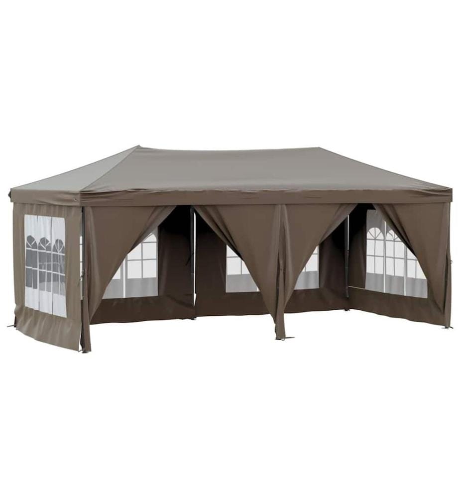 Tente de réception pliable avec parois Taupe 3x6 m