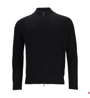 Strickjacke mit Reissverschluss - 50% Kaschmir & 50% Wolle - Schwarz