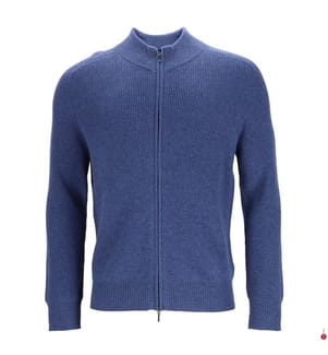 Strickjacke mit Reissverschluss - 50% Kaschmir & 50% Wolle - Blau
