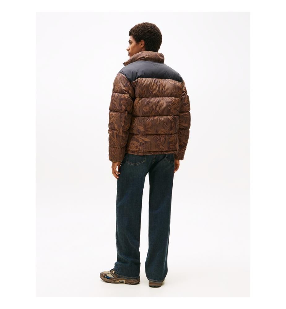 Doudoune Décontractée En Tissu Ripstop À Motif Floral - Marron