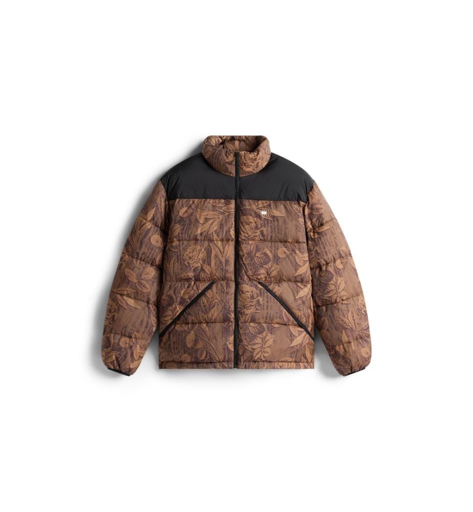 Doudoune Décontractée En Tissu Ripstop À Motif Floral - Marron