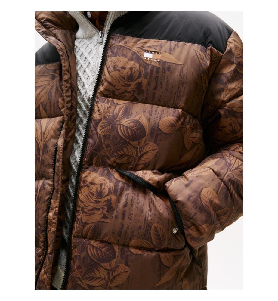 Doudoune Décontractée En Tissu Ripstop À Motif Floral - Marron