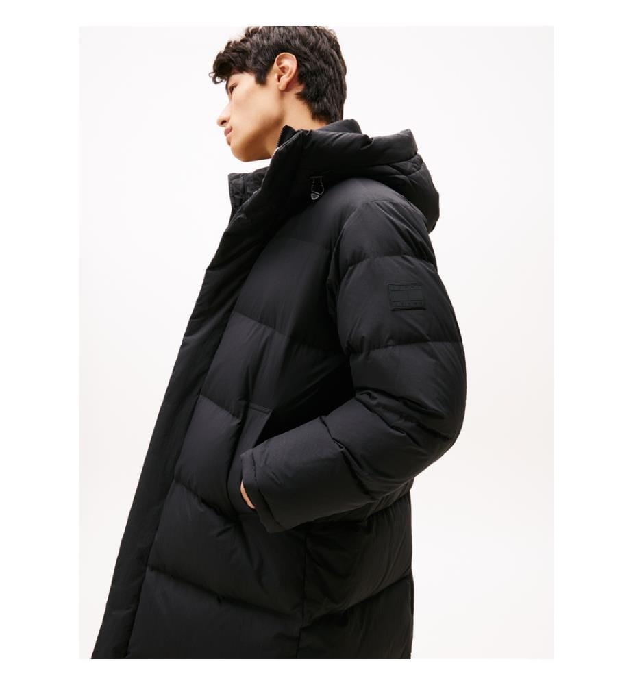 Lange Daunenjacke mit lässigem Schnitt und Daunenfüllung - Schwarz