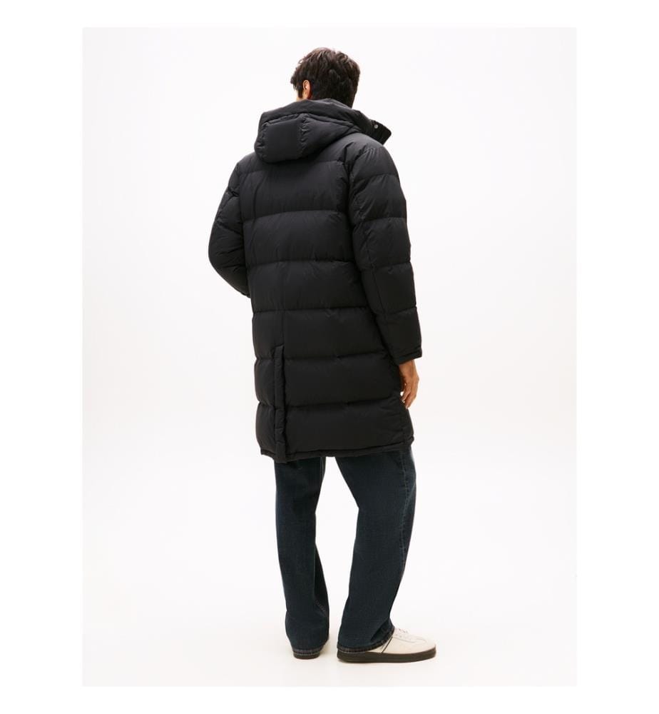 Lange Daunenjacke mit lässigem Schnitt und Daunenfüllung - Schwarz