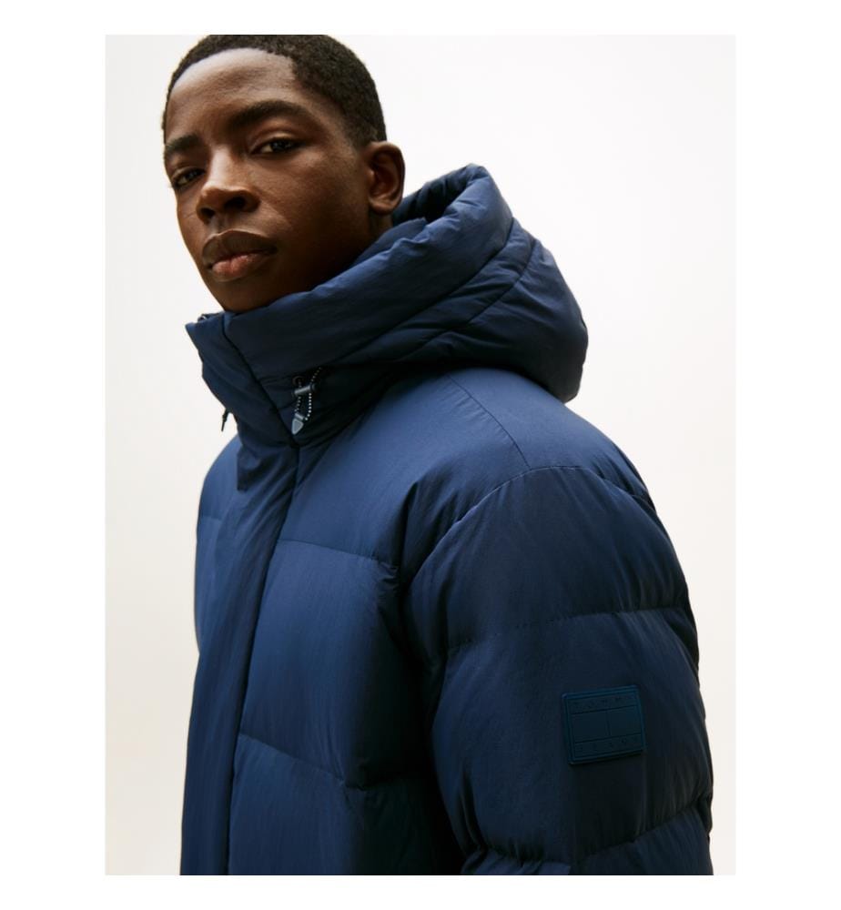 Lange Daunenjacke mit lässigem Schnitt und Daunenfüllung - Blau
