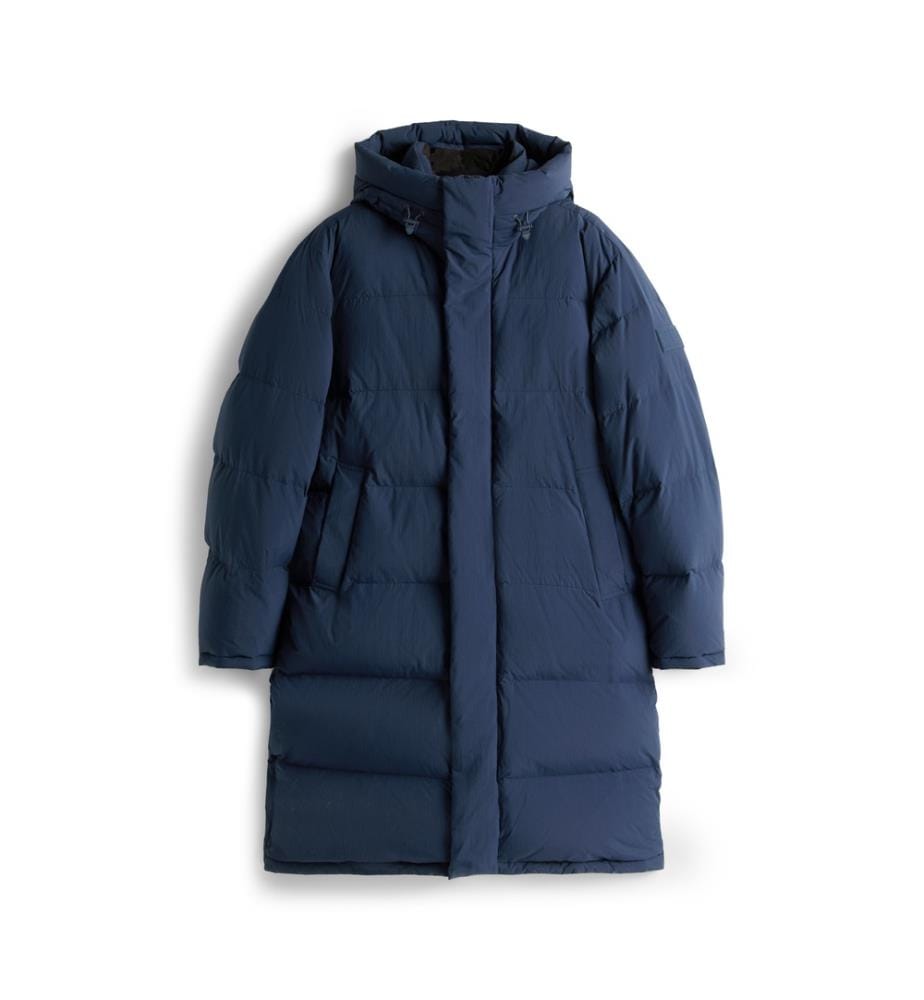 Lange Daunenjacke mit lässigem Schnitt und Daunenfüllung - Blau