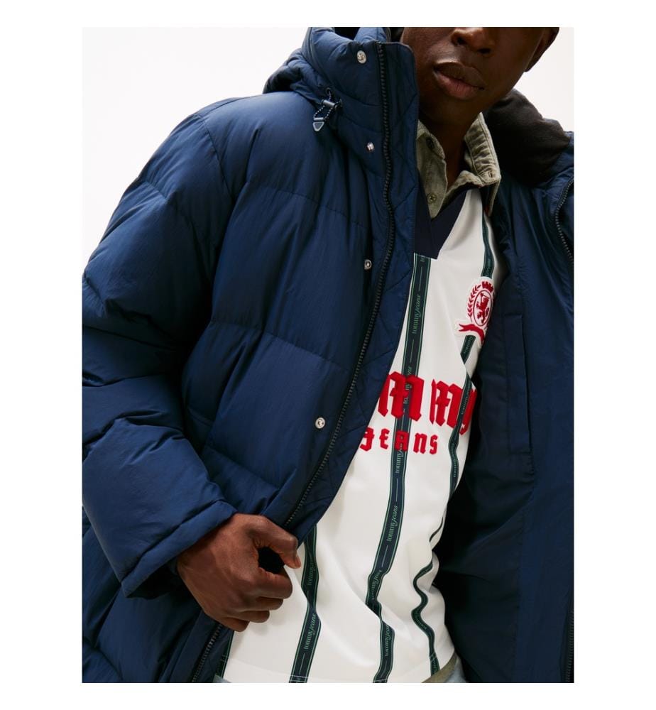 Lange Daunenjacke mit lässigem Schnitt und Daunenfüllung - Blau