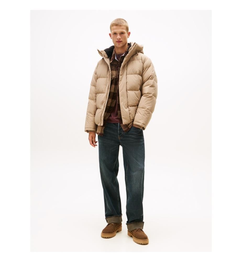 Daunenjacke mit Kapuze - Taupe