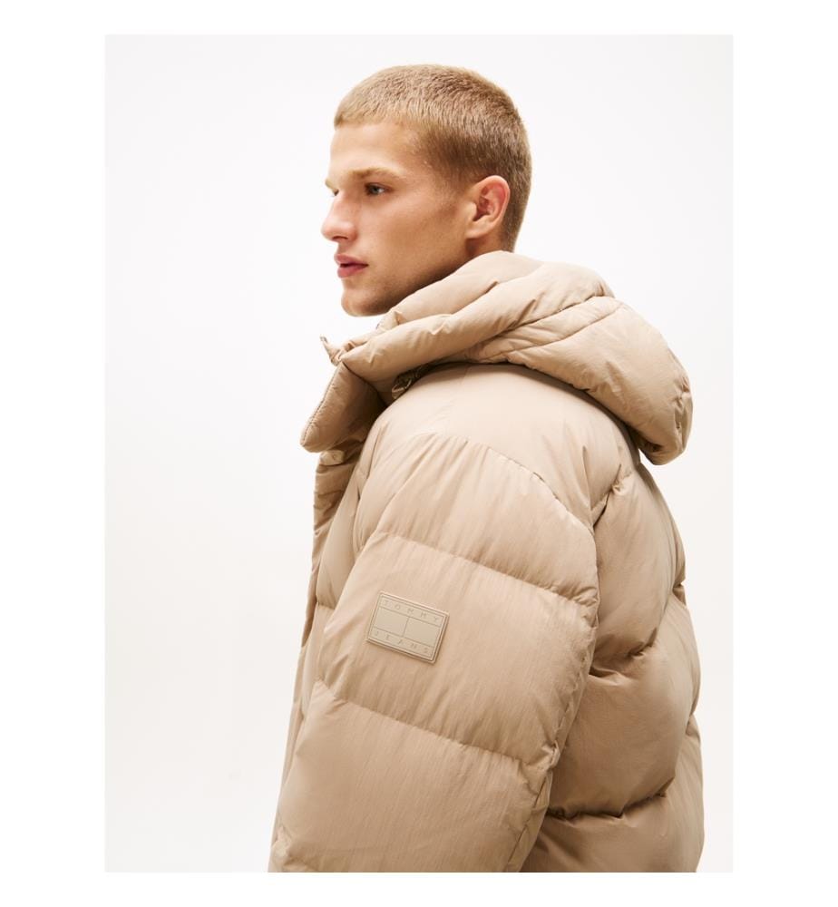 Daunenjacke mit Kapuze - Taupe