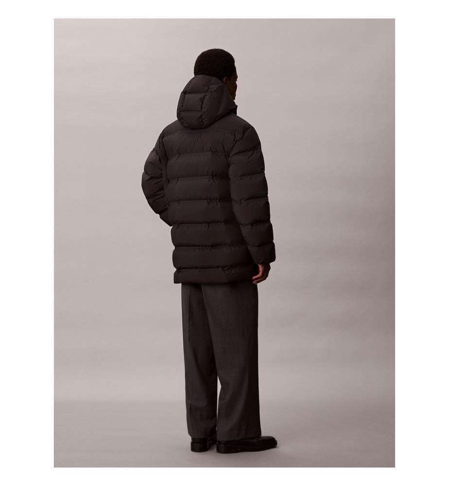 Lange Daunenjacke mit Kapuze - Schwarz