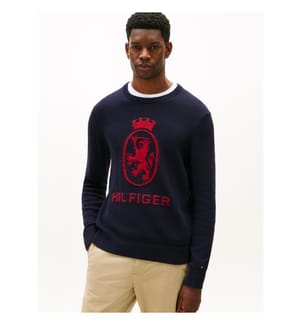 Intarsia Pullover Mit Th Wappen - Marineblau