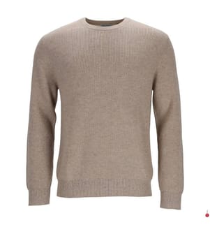 Ultrasofter Kaschmir-Wolle Rundhalsausschnitt Englische Rippen Motiv Pullover - Beige Melange