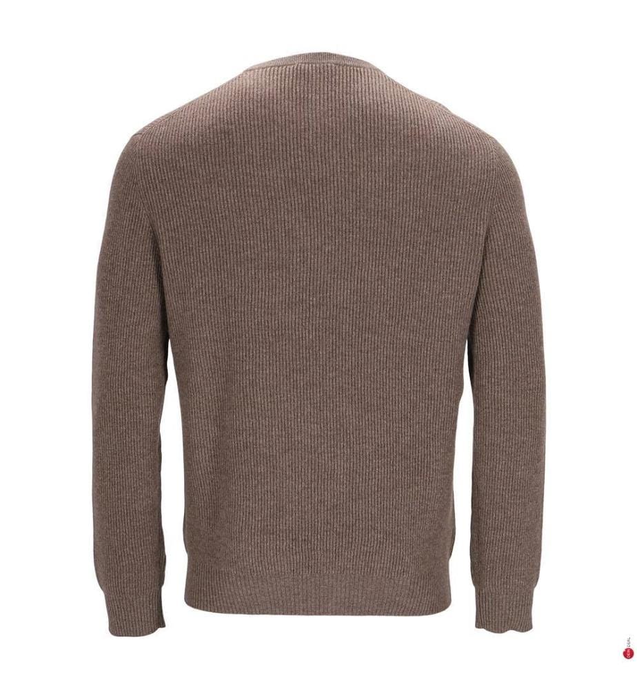 Ultrasoft Kaschmir-Wolle Rundhalsausschnitt Englische Rippen Motiv Pullover - Braun