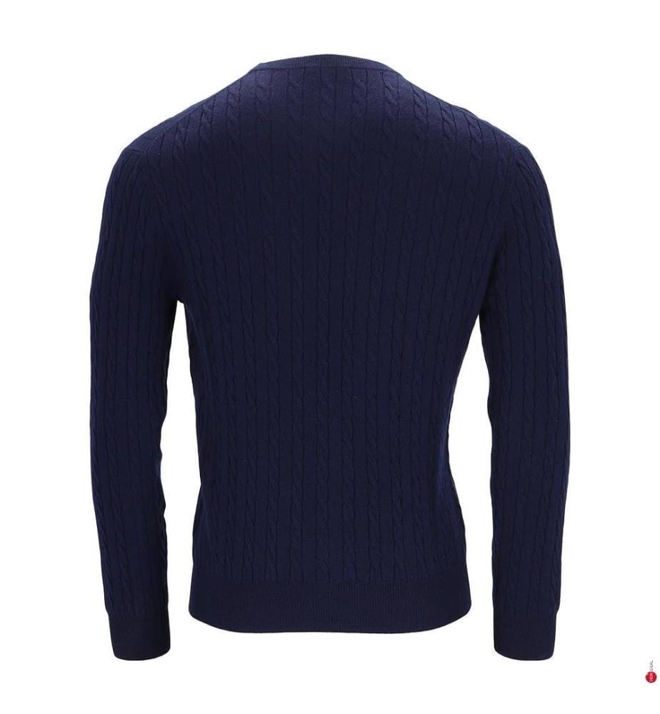 Pull à col rond à motif torsadé en cachemire-laine ultra-doux - Marine