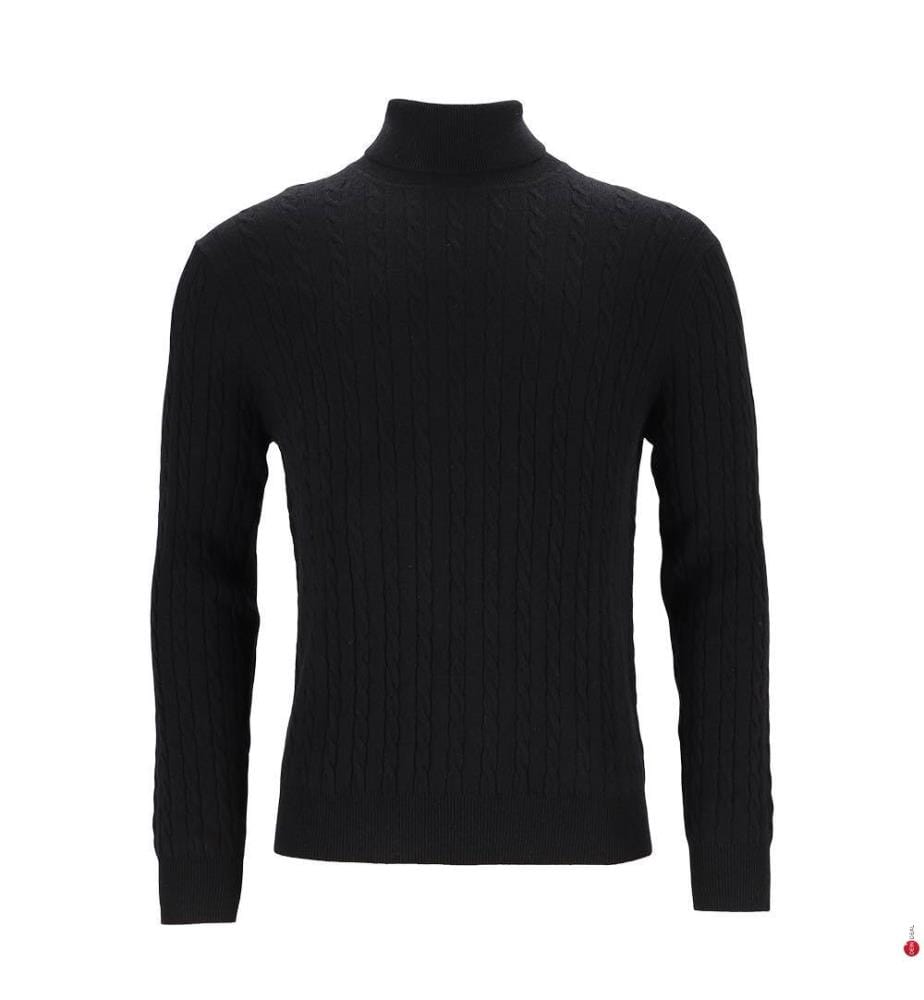 Rollkragenpullover - 50% Kaschmir & 50% Wolle - Schwarz