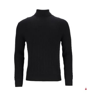 Rollkragenpullover - 50% Kaschmir & 50% Wolle - Schwarz