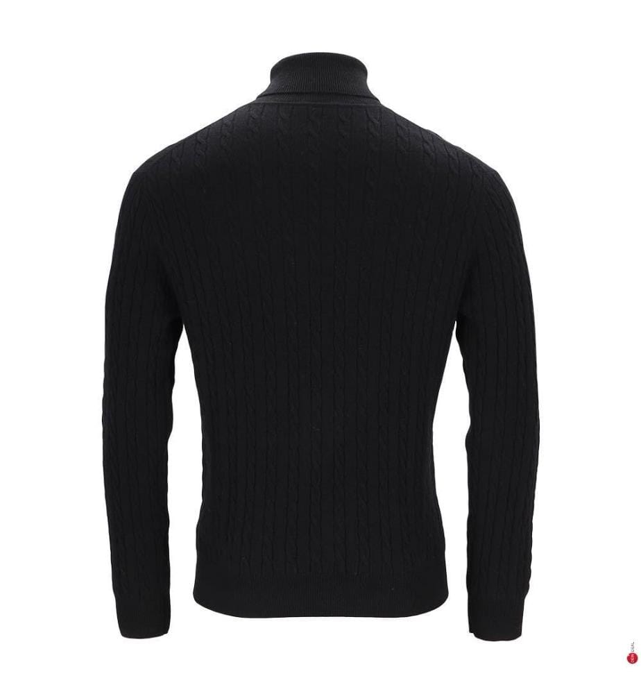 Rollkragenpullover - 50% Kaschmir & 50% Wolle - Schwarz