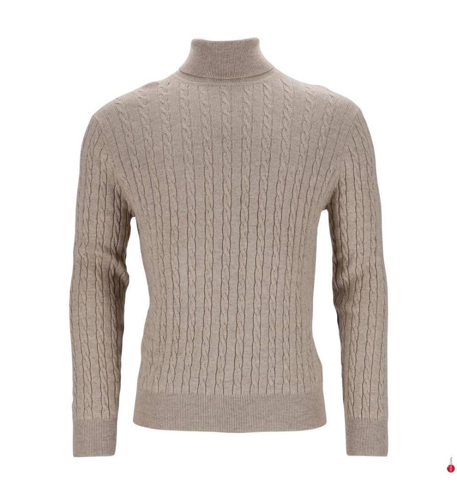 Rollkragenpullover - 50% Kaschmir & 50% Wolle - Beige