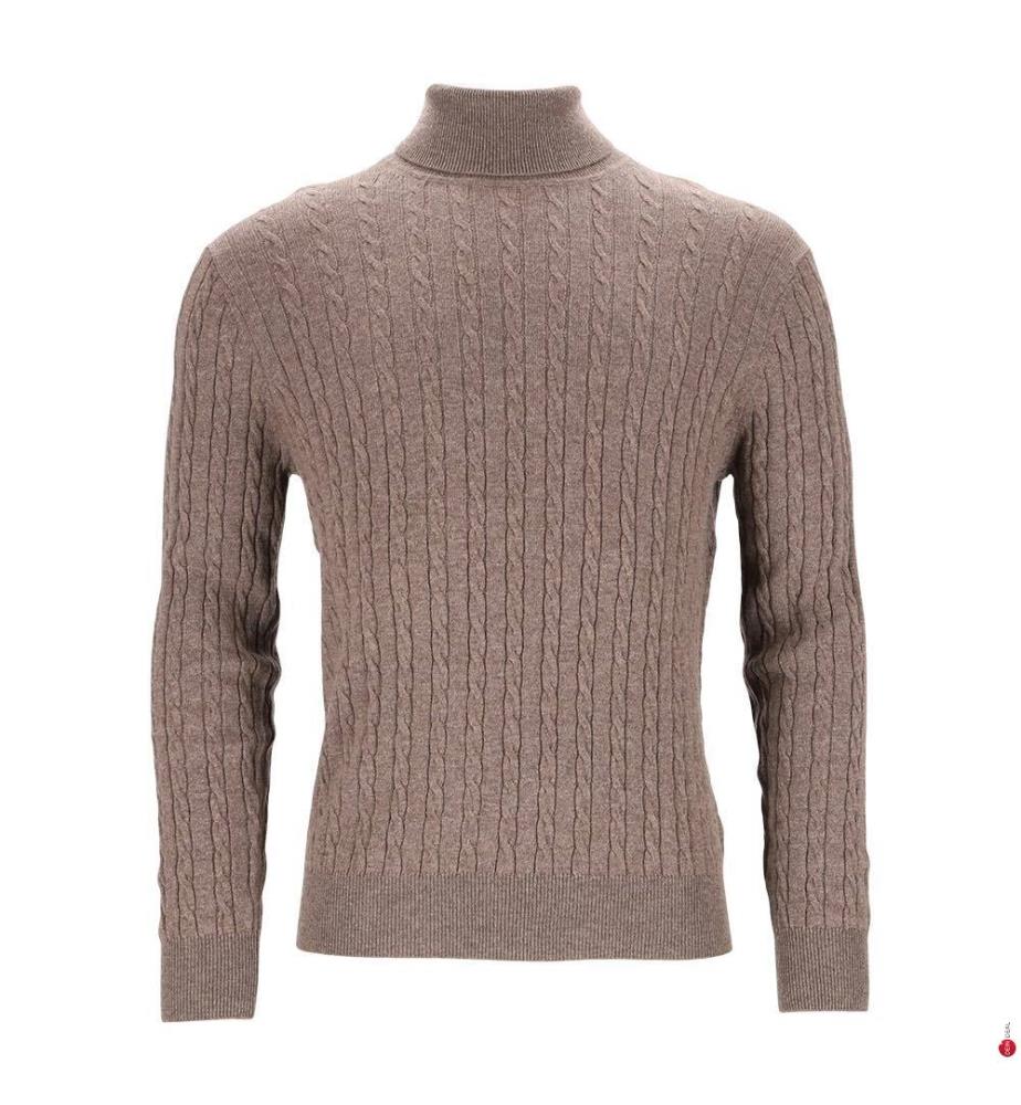 Rollkragenpullover - 50% Kaschmir & 50% Wolle - Braun