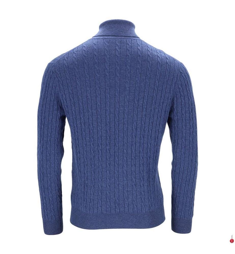 Rollkragenpullover - 50% Kaschmir & 50% Wolle - Blau