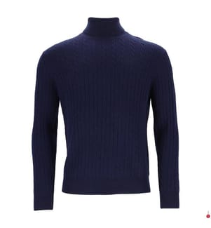 Rollkragenpullover - 50% Kaschmir & 50% Wolle - Marineblau