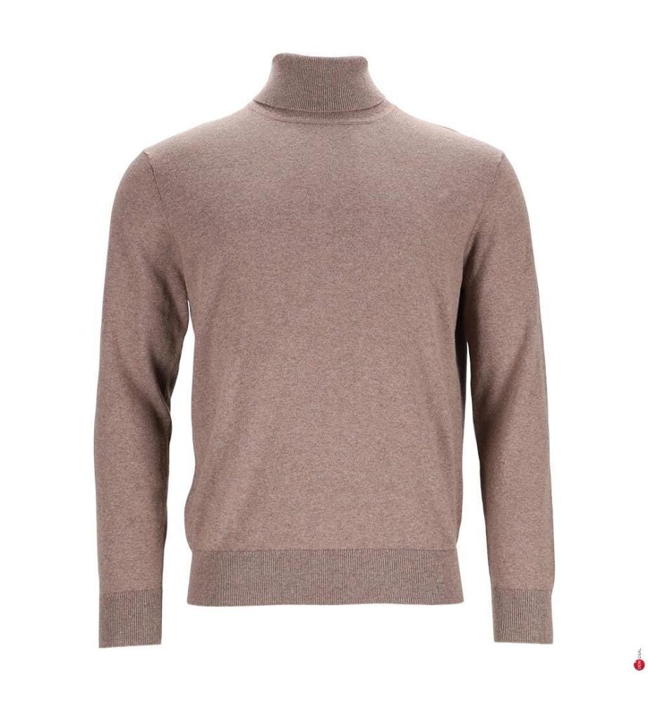 Pull Col Roulé - 95% Coton & 5% Cachemire - Brun