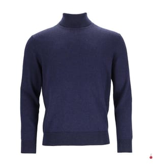 Rollkragenpullover - 95% Baumwolle & 5% Kaschmir - Marineblau