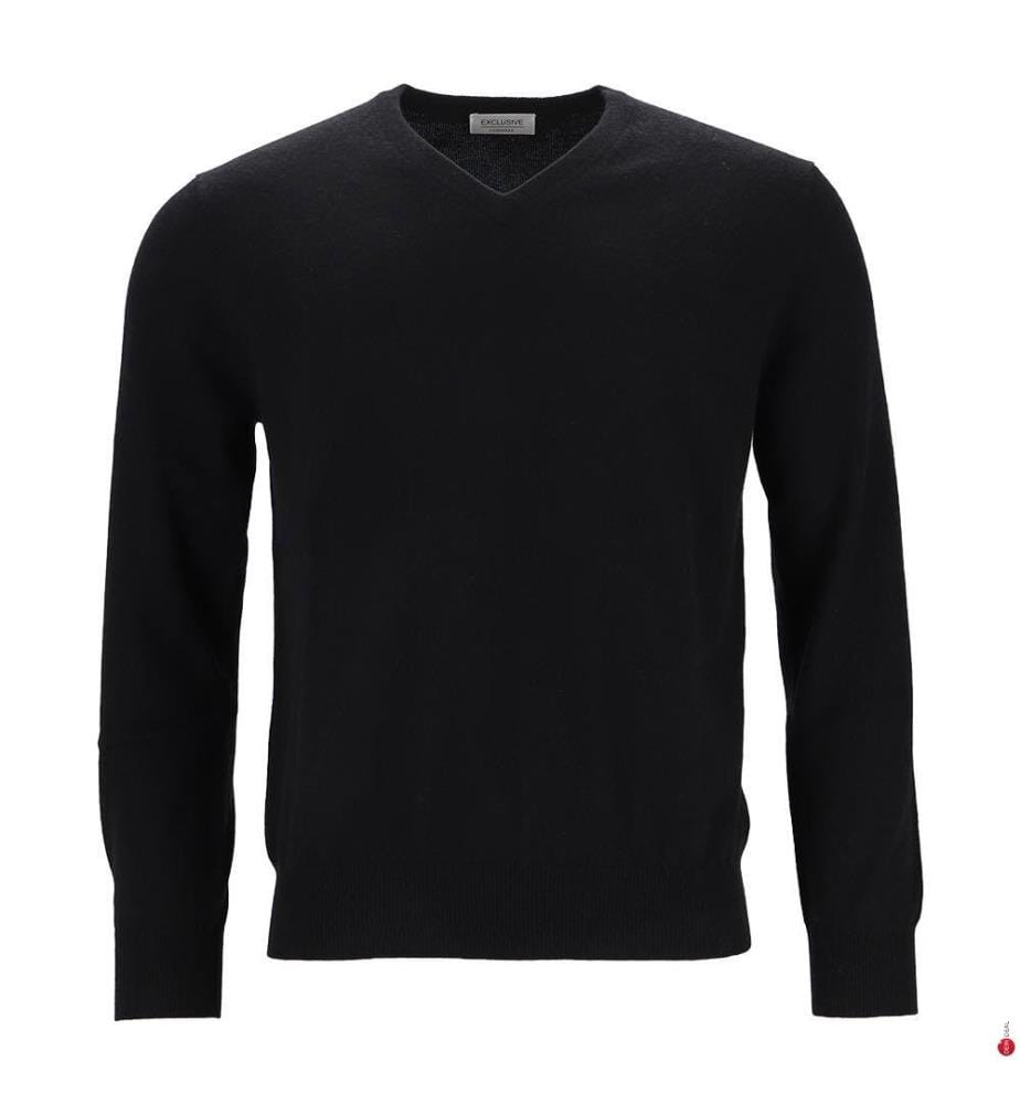 V-Ausschnitt-Pullover aus Kaschmir für Herren - Schwarz