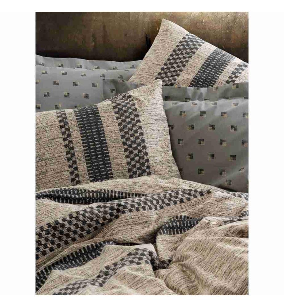 Ranforce King-Bettwäsche-Set, Braun, Schwarz, Grau, Baumwolle