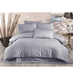 Satin-Bettwäsche-Set (Kingsize), Grau, Baumwollsatin